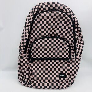 Vans Checkerboard Backpack‎ Pink Black School Travel Bag NWT